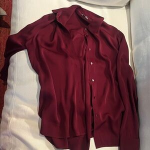 Vince Burgundy Casual Button Down Shirt